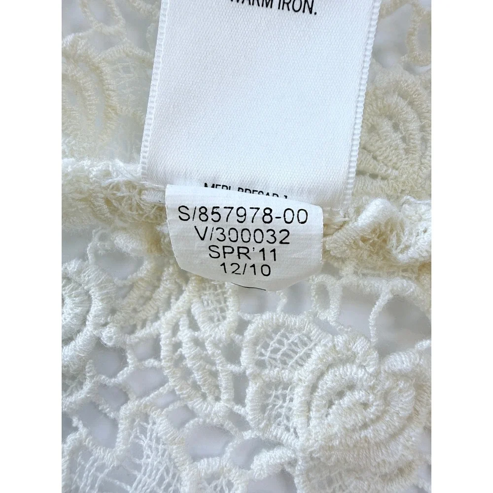 Banana Republic Crochet Vest Women XS Ivory Cotton Floral‎ Lace Open Front Boho
